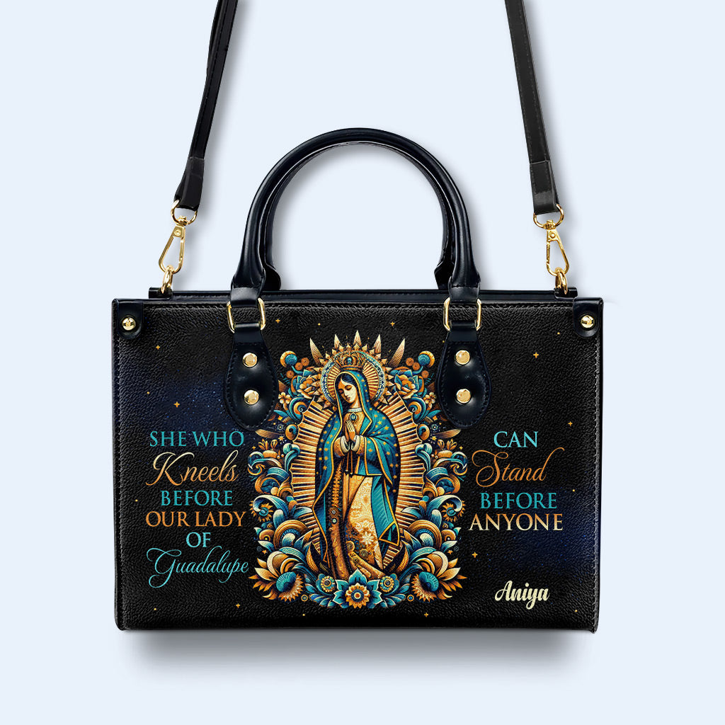 She Who Kneels Before Our Lady Of Guadalupe - Personalized Custom Leather Handbag - MX17