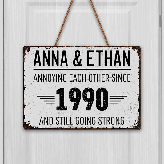 Annoying Each Other Since, Going Strong - Personalized Custom Shaped Wood Sign - CPL050_WSIGN