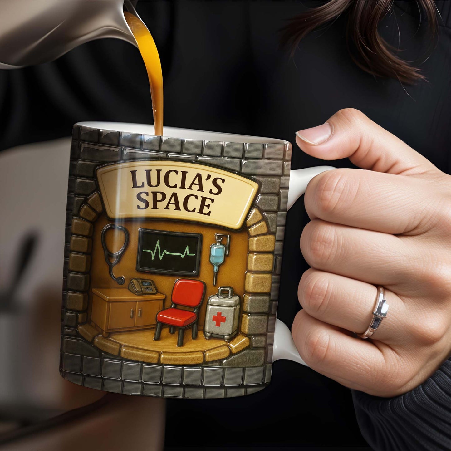 Lucia's Space, Stethoscope, Heartbeat Monitor, IV Bag, Medical Cabinet, Emergency Kit