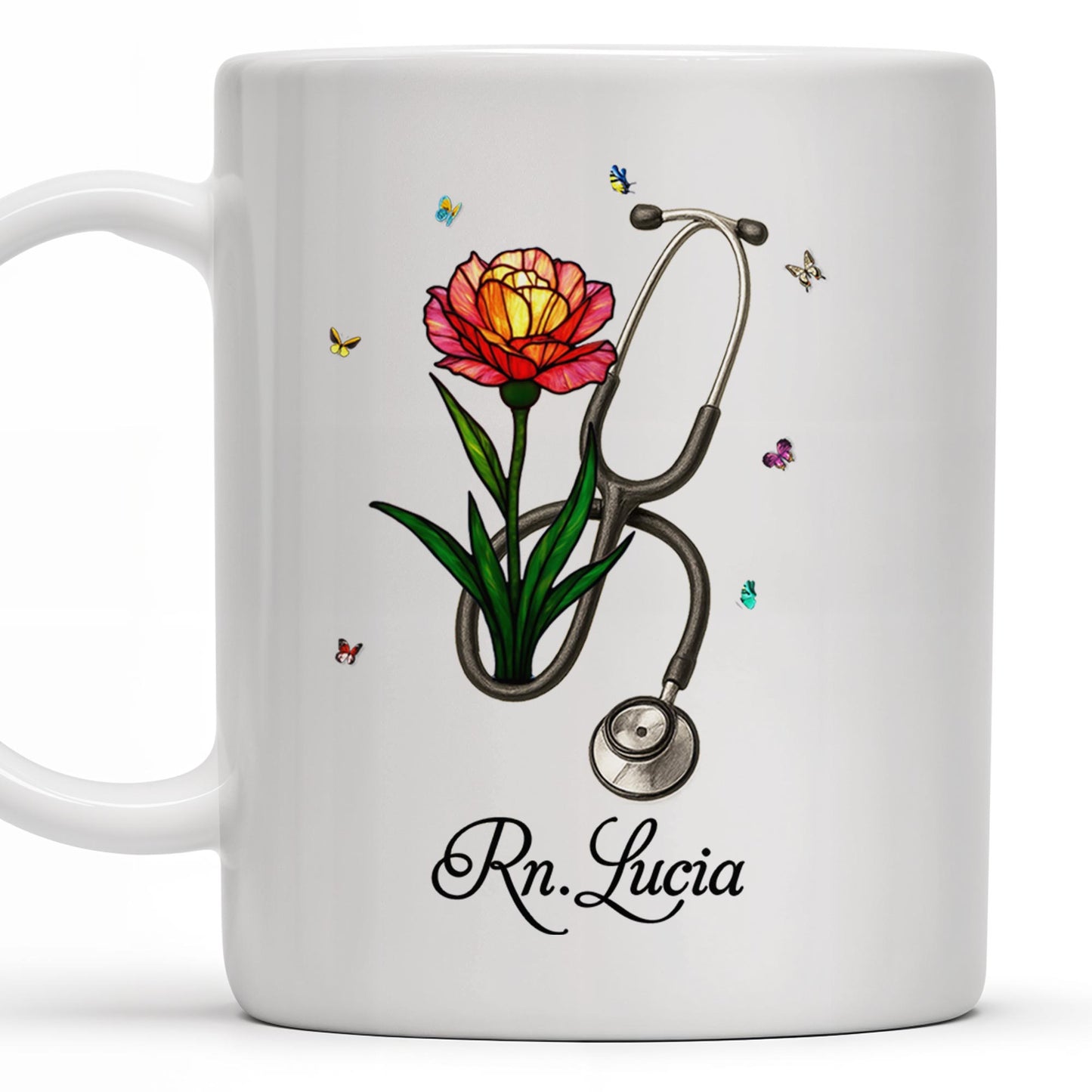 Vibrant Tulip And Stethoscope Design, Beautiful Butterflies