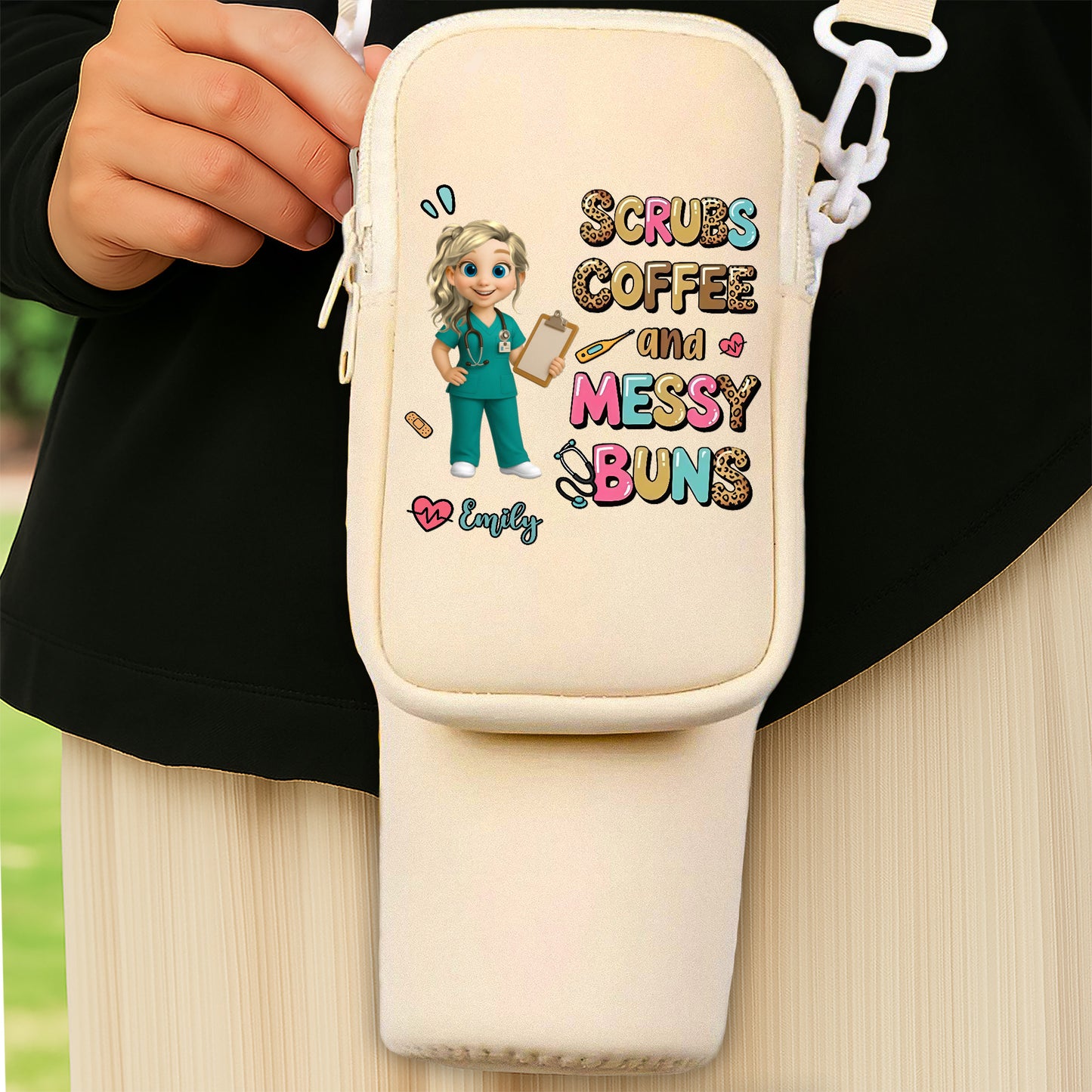 Crubs Coffee And Messy Buns Cartoon Nurse