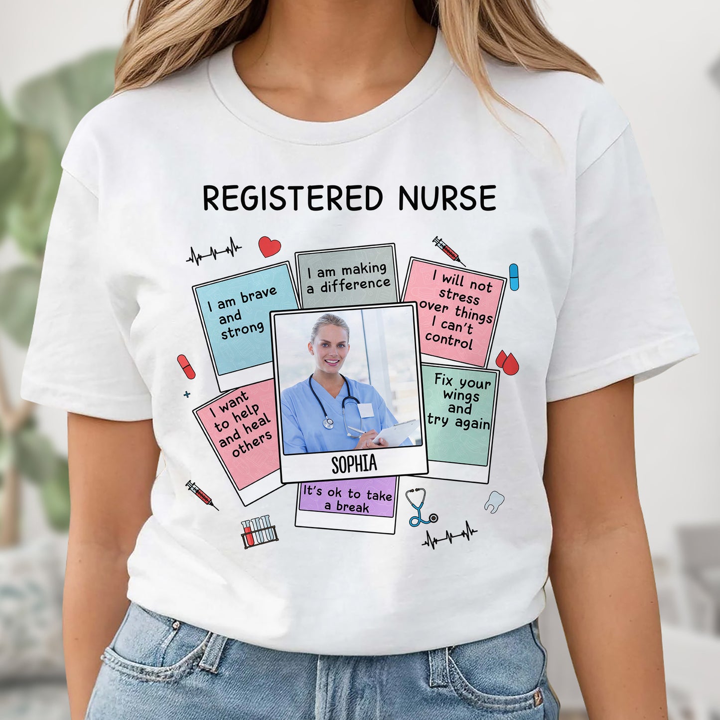 Registered Nurse Motivational Quotes With Medical Symbols - Personalized Custom Unisex T-shirt, Hoodie - NUR028_WBAS