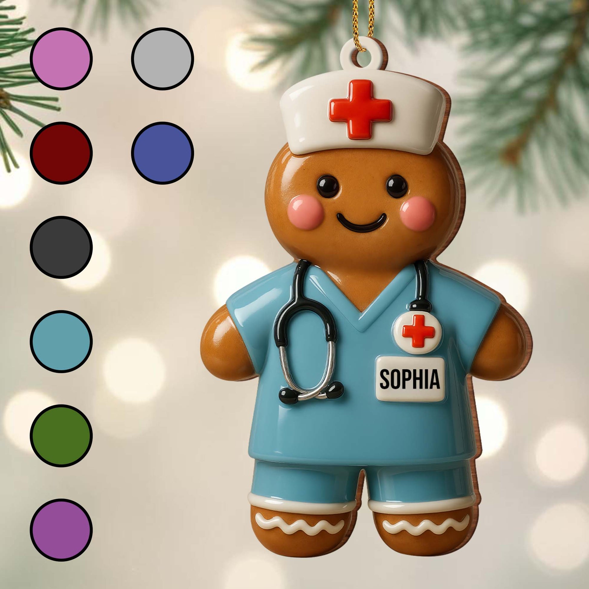 Customized Medical Professional Ornament With Nurse And Stethoscope
