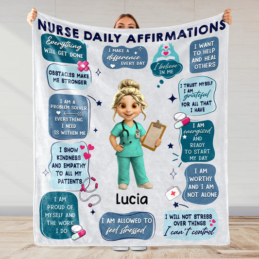 Nurse Daily Affirmations With Hearts, Pills, and Stethoscope