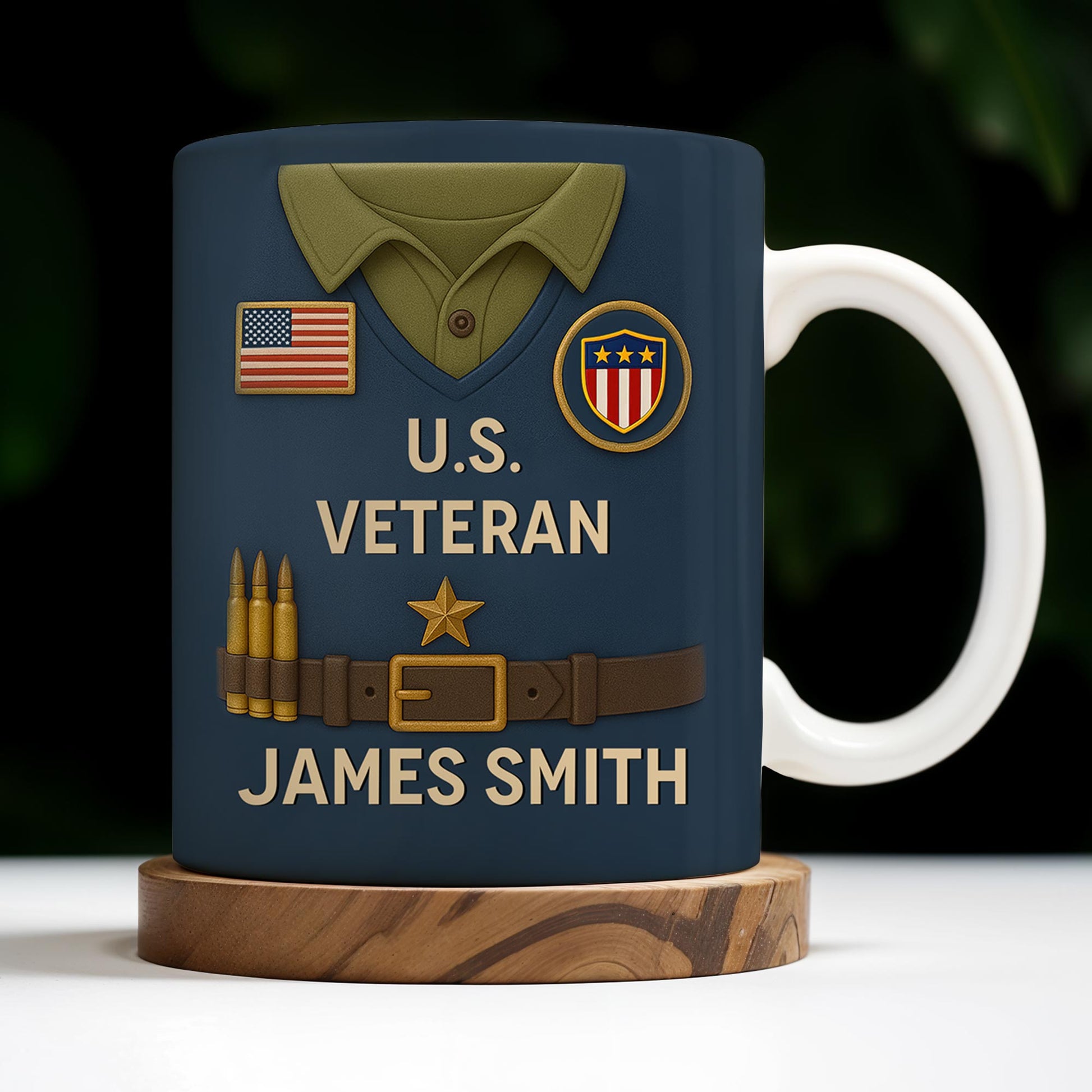 U.S. Veteran, Military Uniform, American Flag And Military Badges