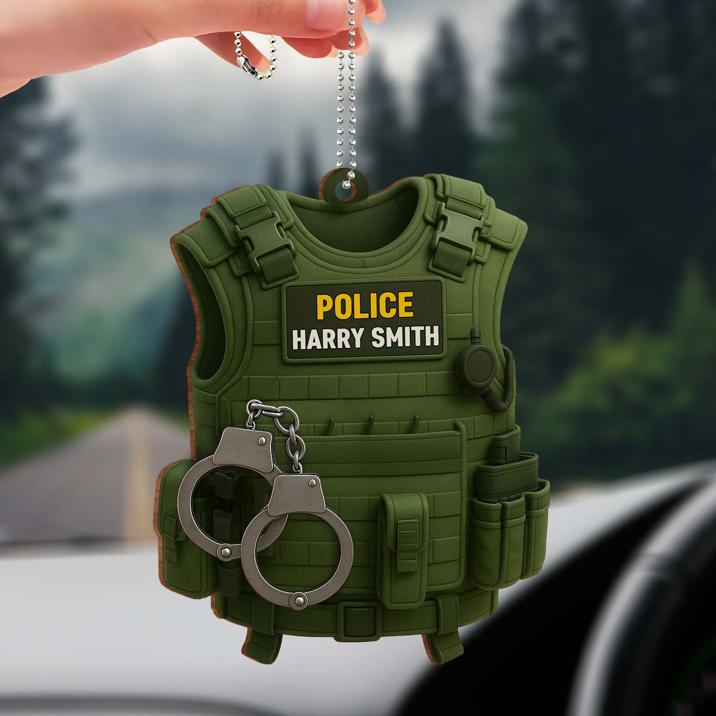Personalize With Your Officer's Name And Rank, Police Vest And Handcuffs
