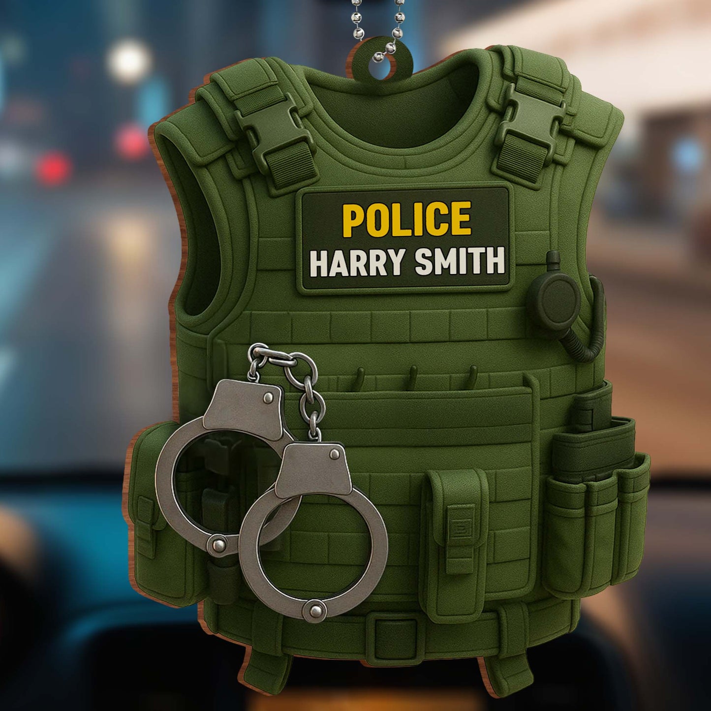 Personalize With Your Officer's Name And Rank, Police Vest And Handcuffs