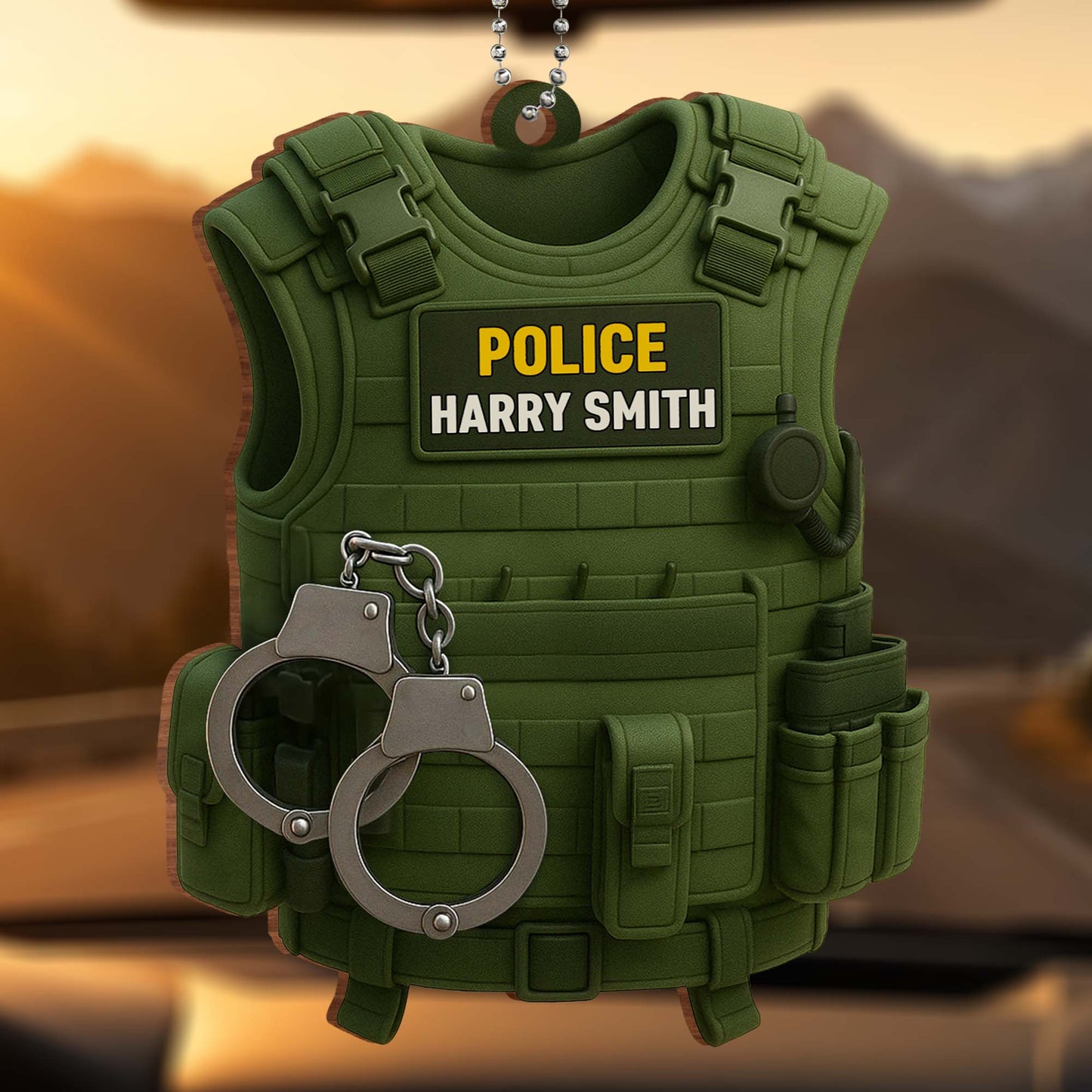 Personalize With Your Officer's Name And Rank, Police Vest And Handcuffs