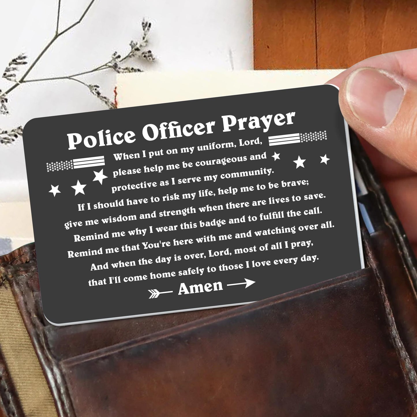 Police Officer Prayer, Uniform, Badge and Stars