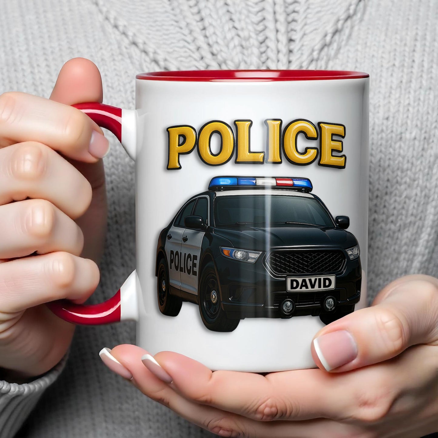 Custom Police Theme Accent Mug With Police Car Design