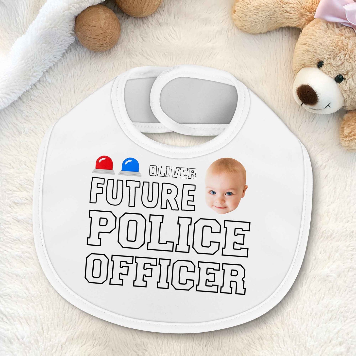 Future Police Officer, Baby Face And Police Hat