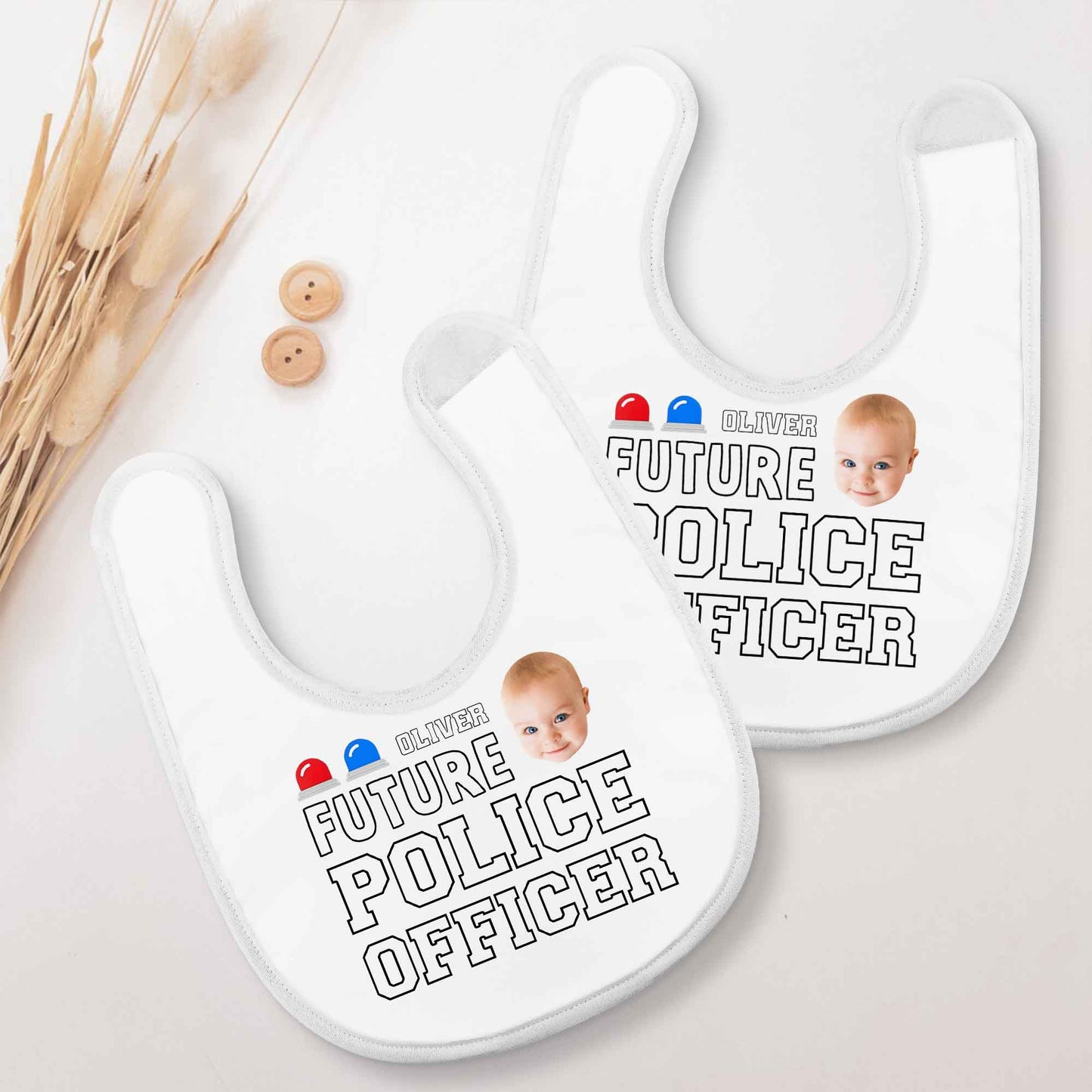 Future Police Officer, Baby Face And Police Hat