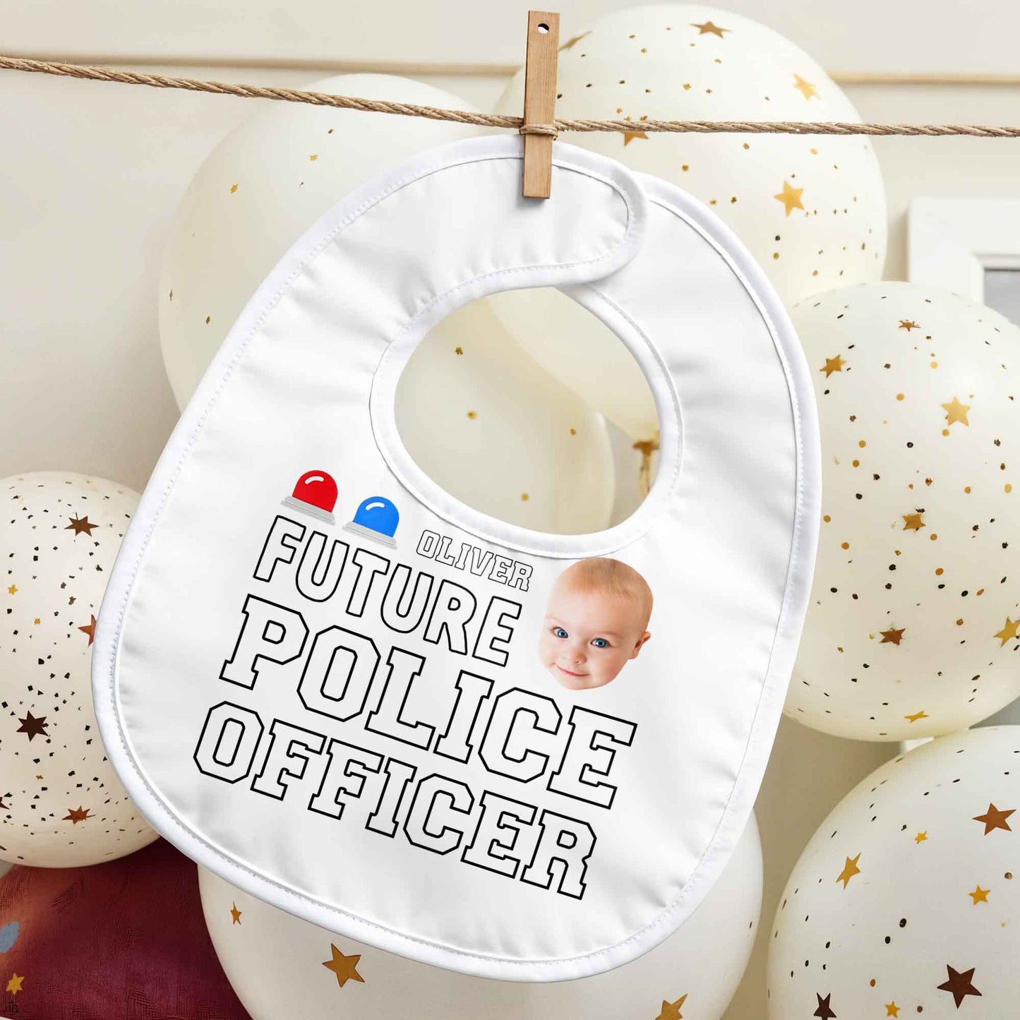 Future Police Officer, Baby Face And Police Hat