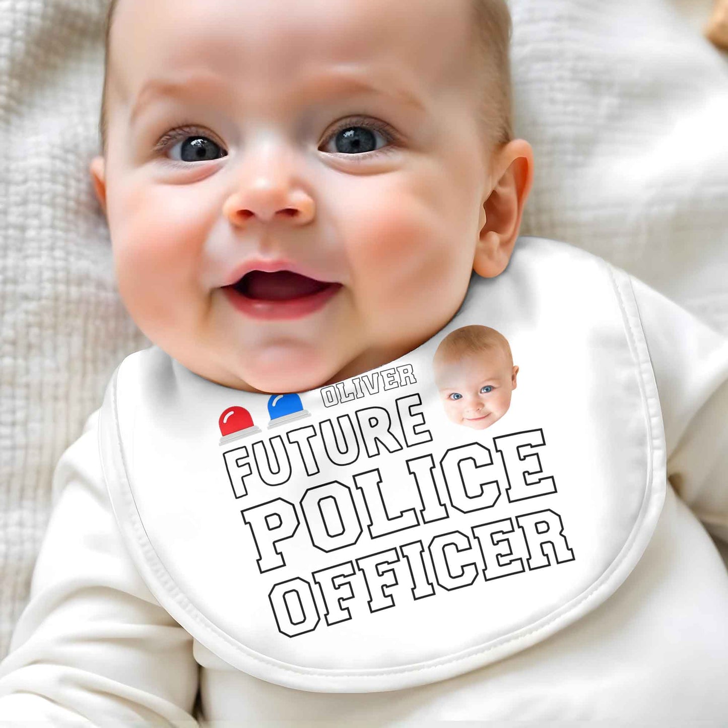 Future Police Officer, Baby Face And Police Hat