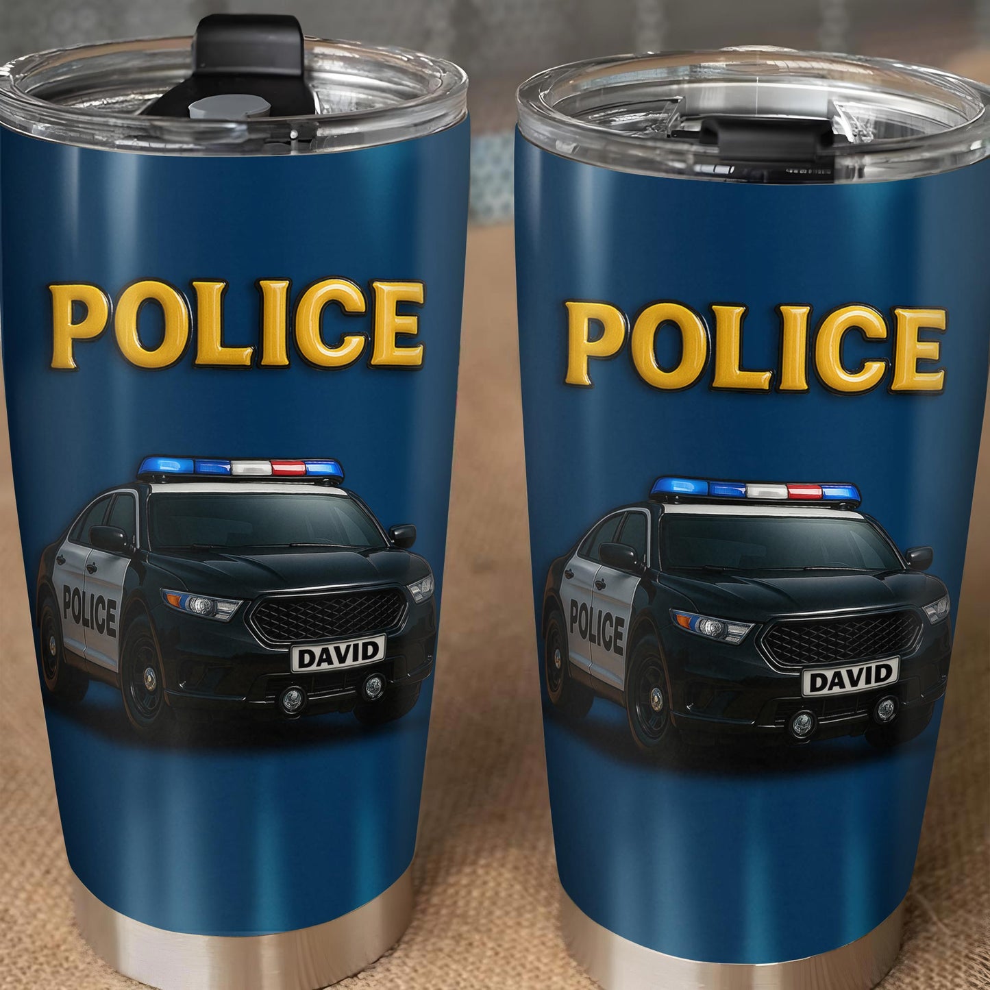 Honor And Serve With Commitment To Quality, Police Car and Badge