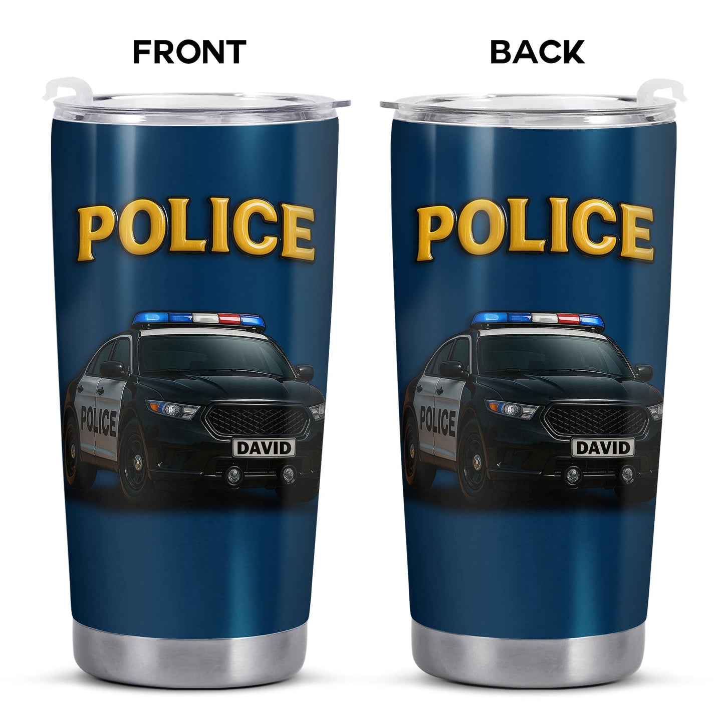 Honor And Serve With Commitment To Quality, Police Car and Badge