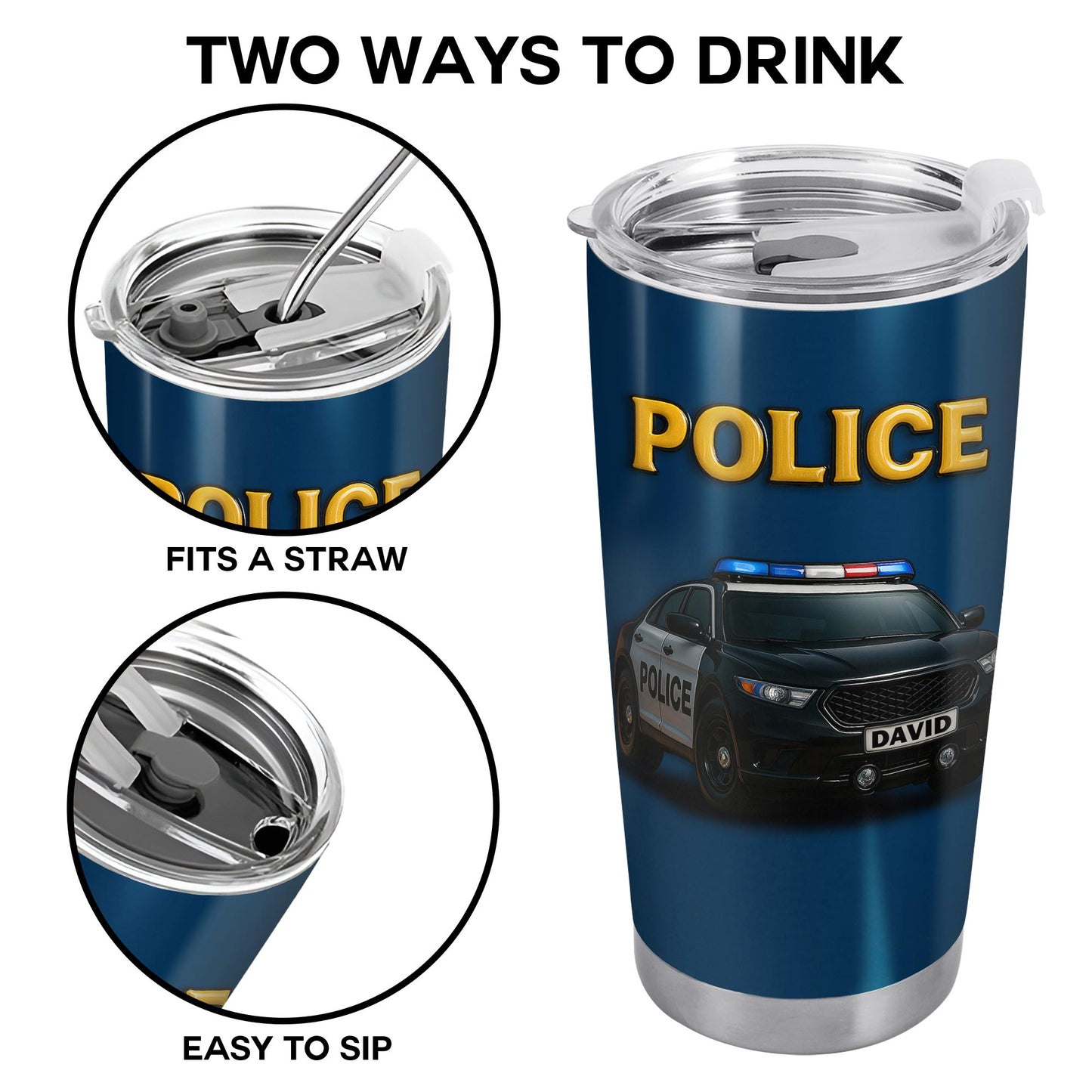 Honor And Serve With Commitment To Quality, Police Car and Badge