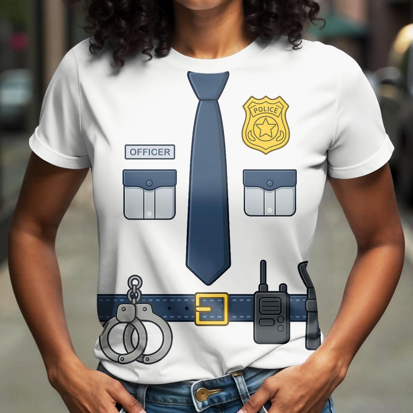 Creative Police Uniform Inspired T-Shirt, Tie and Badge Design