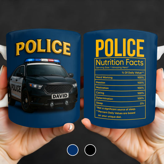 Police Nutrition Facts, Police Car And Police Badge