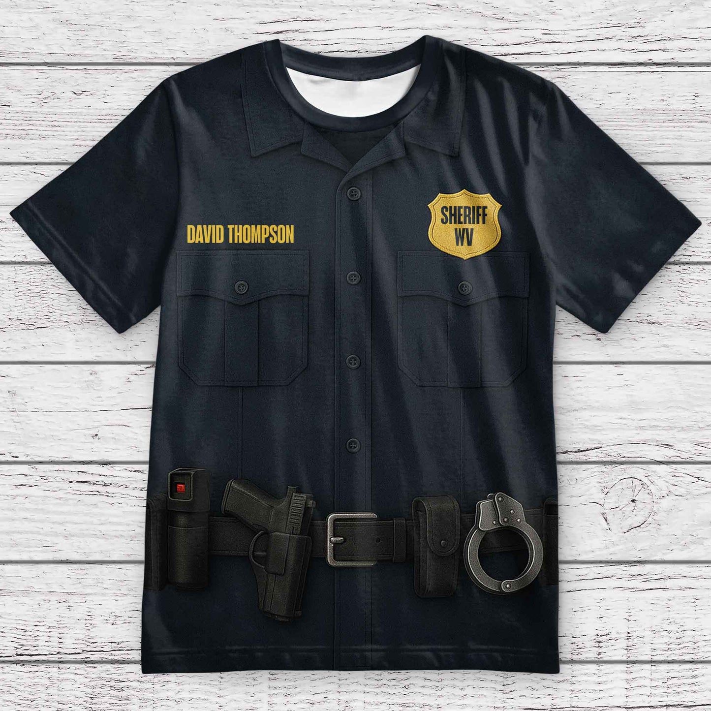 Customize Your Own Sheriff Themed T-Shirt With Name Tag And Tools