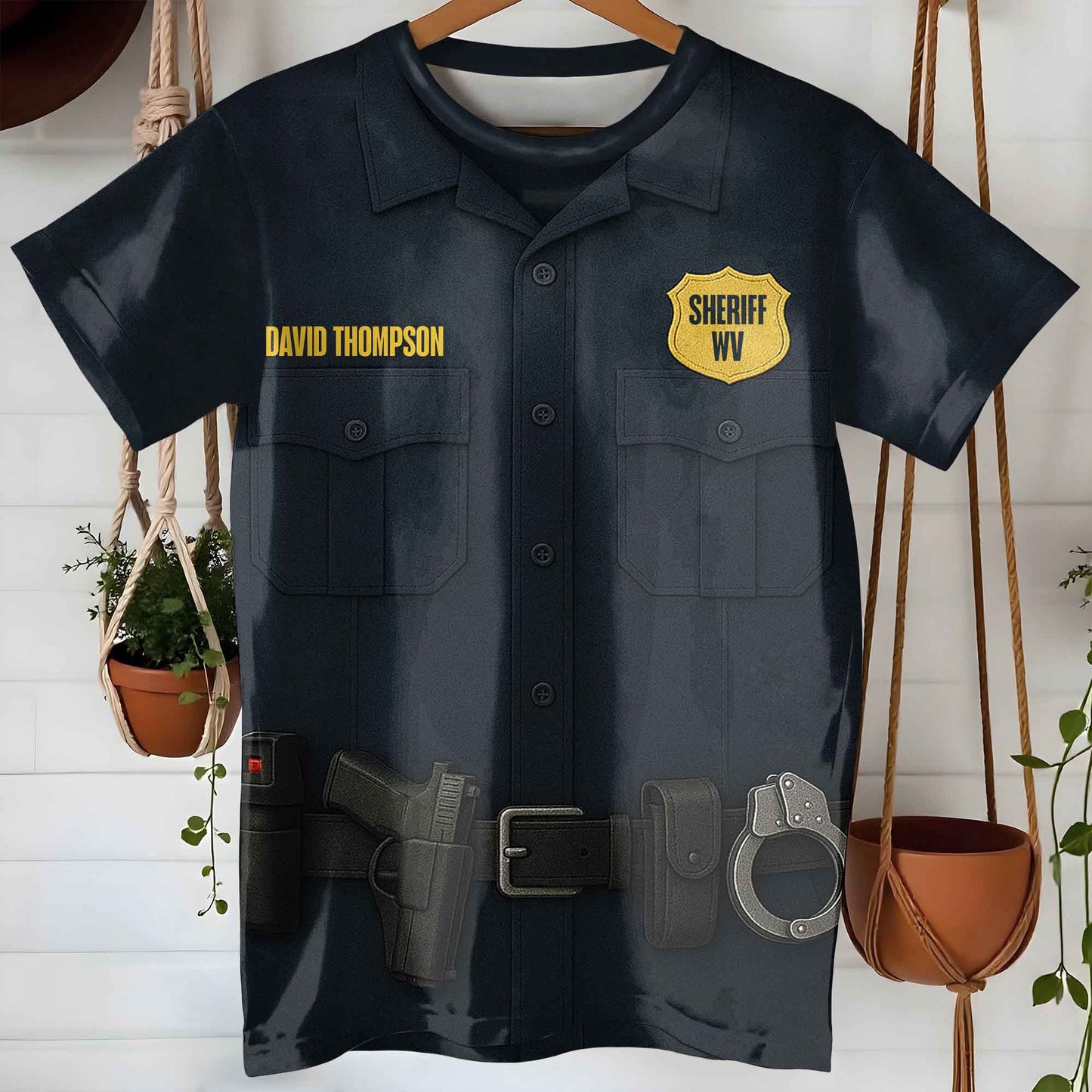 Customize Your Own Sheriff Themed T-Shirt With Name Tag And Tools