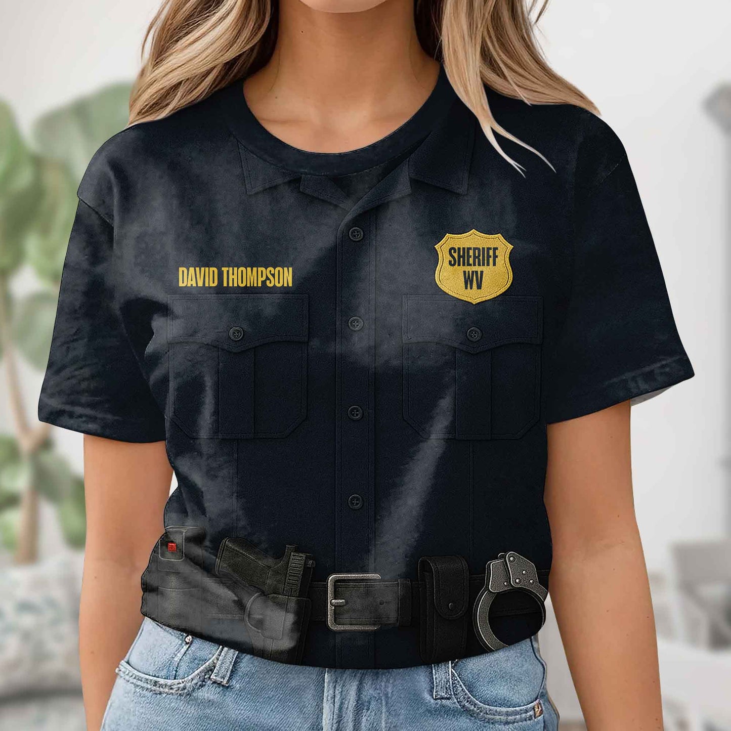 Customize Your Own Sheriff Themed T-Shirt With Name Tag And Tools