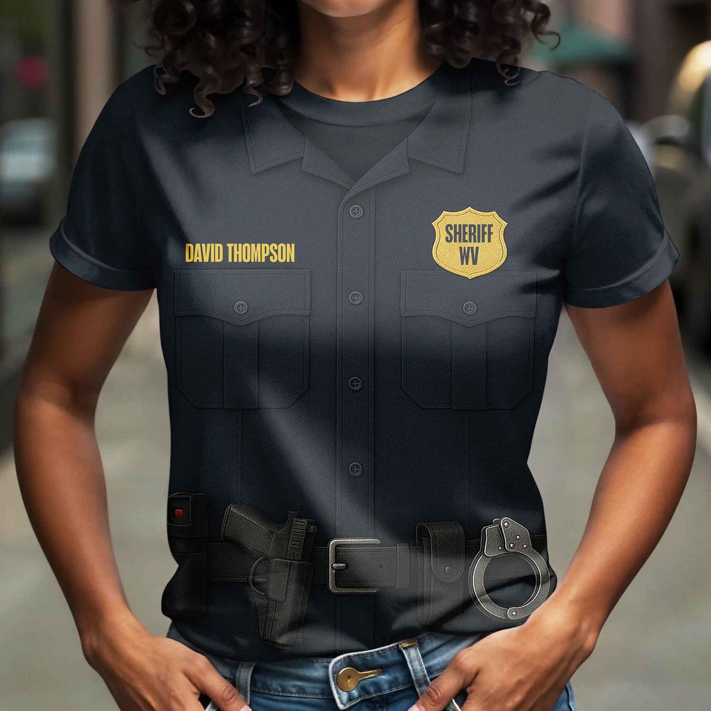 Customize Your Own Sheriff Themed T-Shirt With Name Tag And Tools