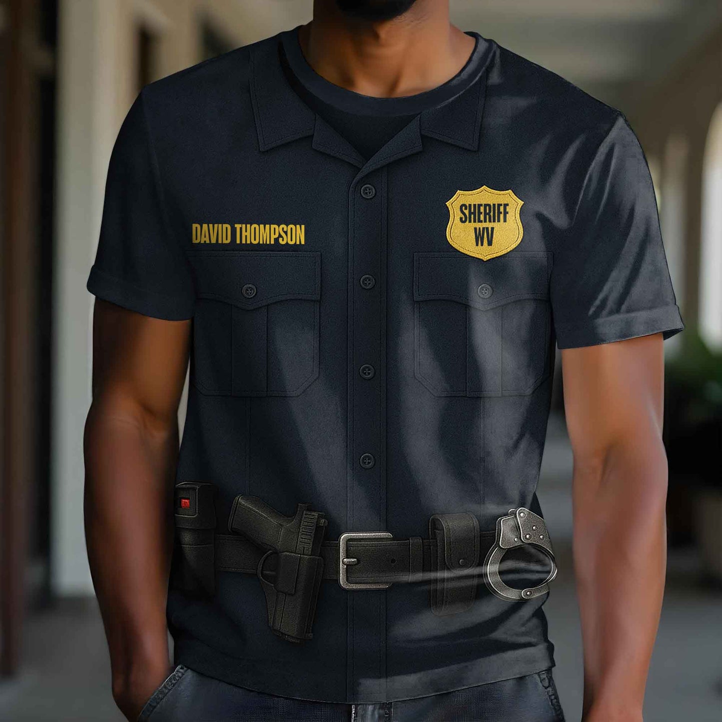 Customize Your Own Sheriff Themed T-Shirt With Name Tag And Tools