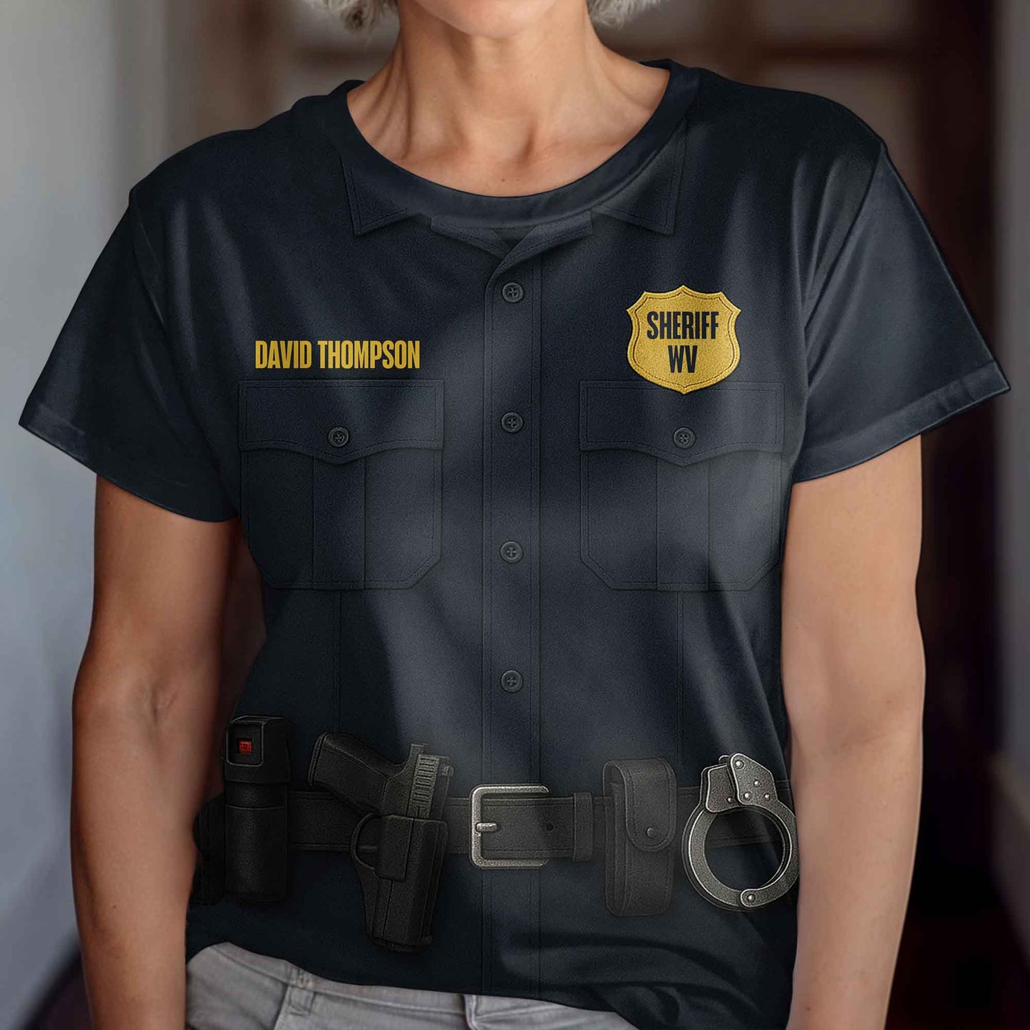 Customize Your Own Sheriff Themed T-Shirt With Name Tag And Tools