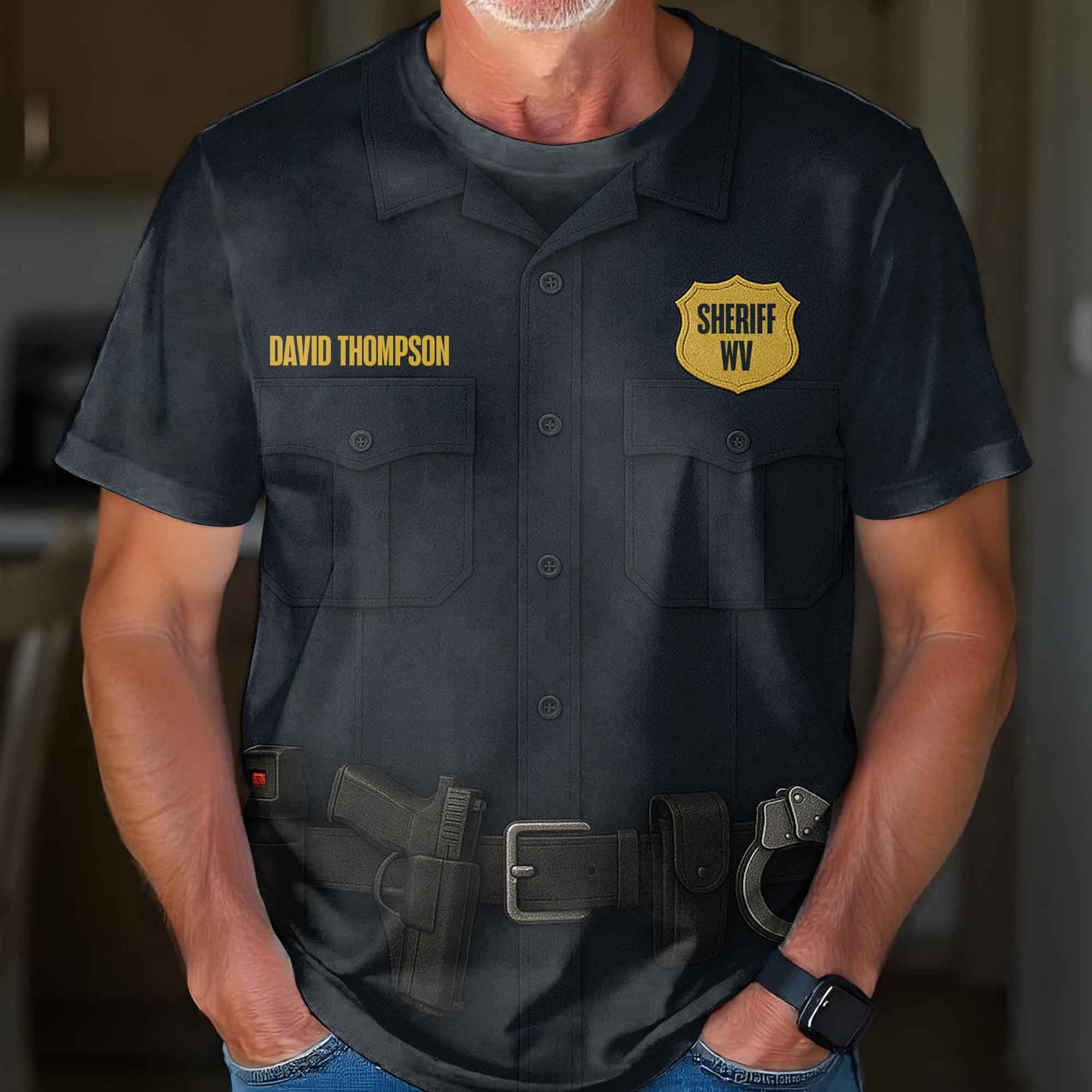 Customize Your Own Sheriff Themed T-Shirt With Name Tag And Tools