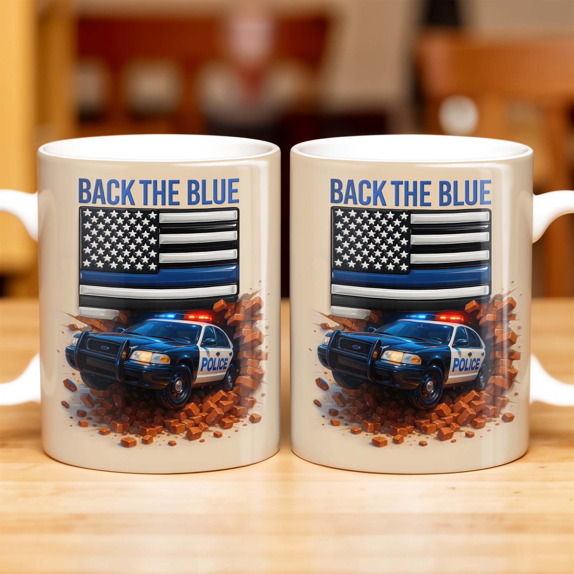 Back The Blue, Police Car and American Flag