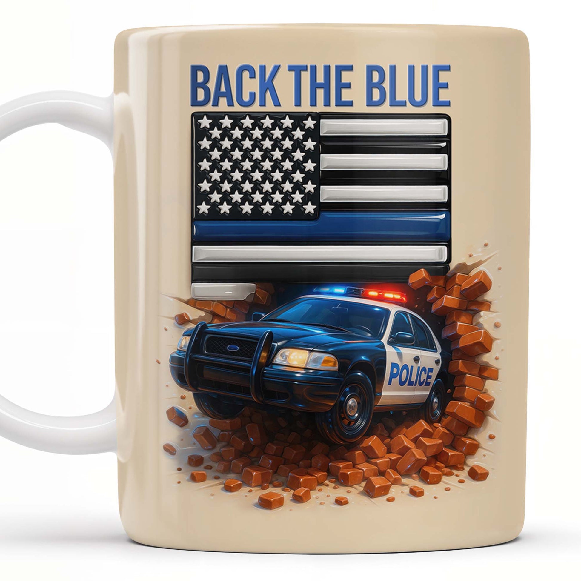 Back The Blue, Police Car and American Flag