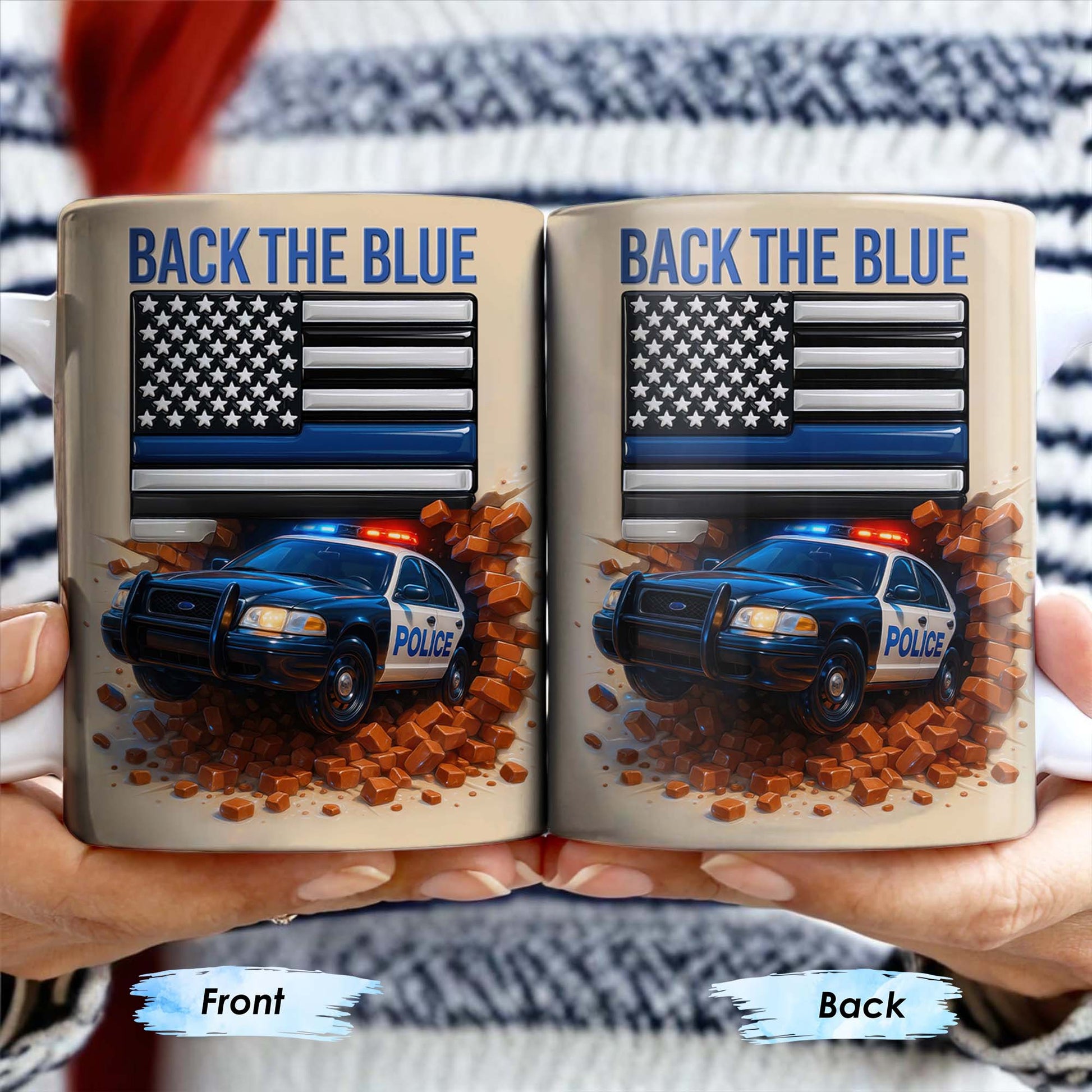 Back The Blue, Police Car and American Flag
