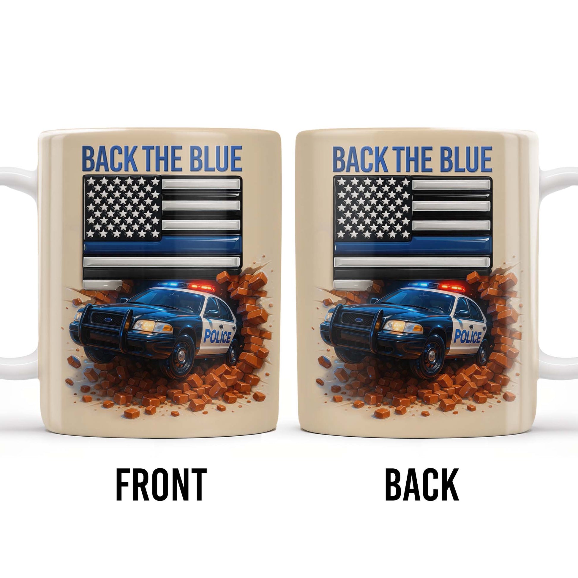 Back The Blue, Police Car and American Flag