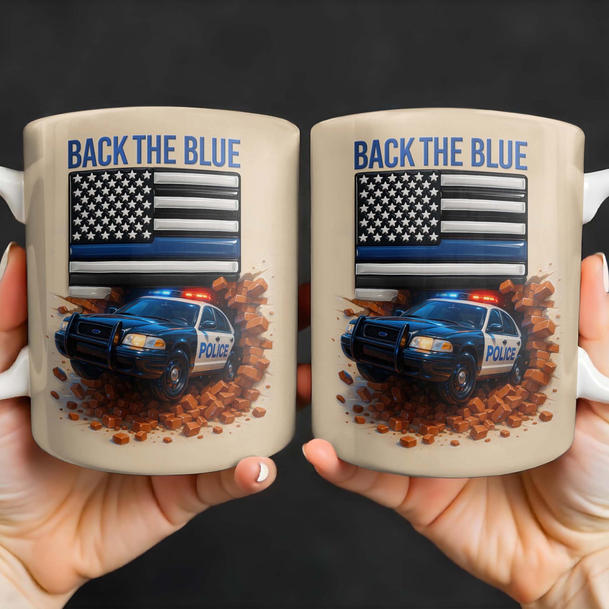 Back The Blue, Police Car and American Flag