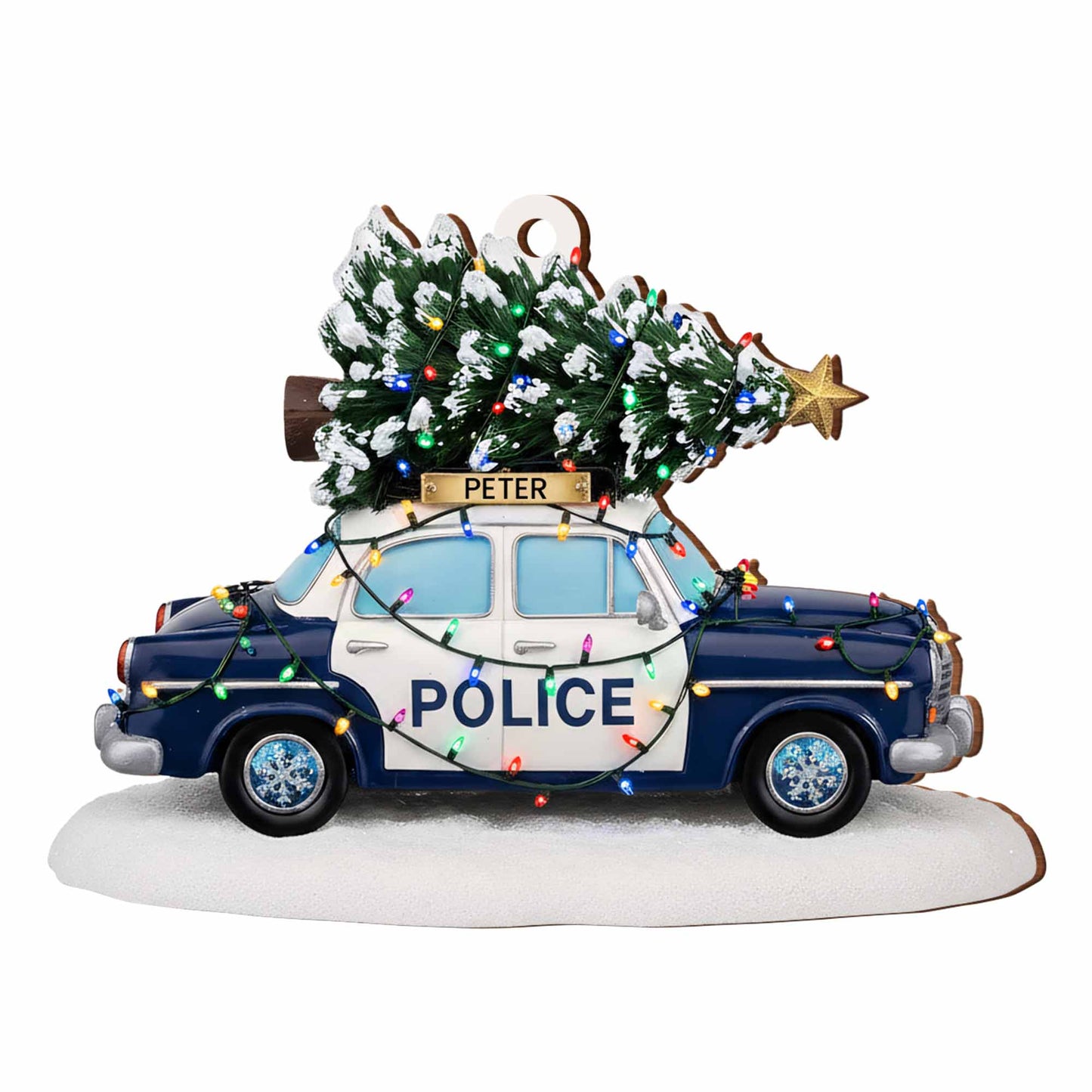 Celebrate The Festive Season With Police Car And Christmas Tree