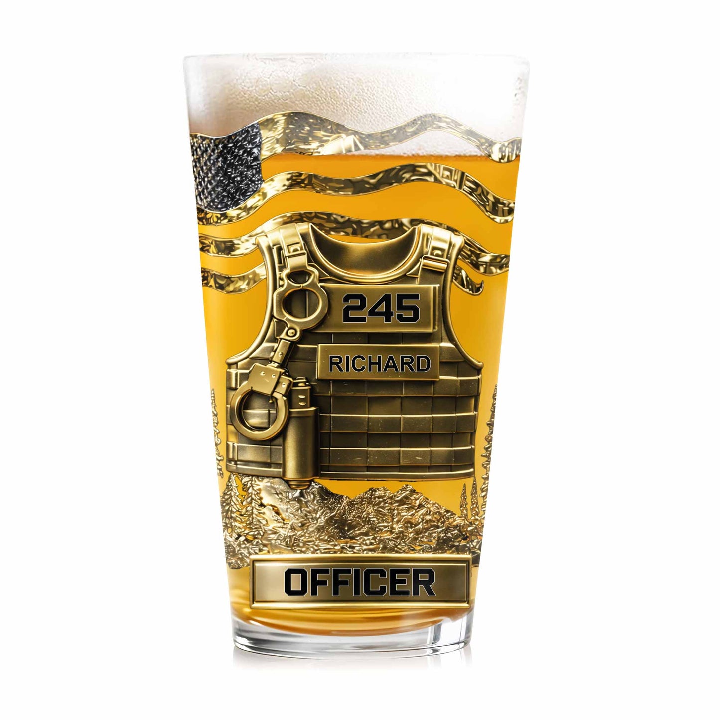 Officer Tactical Vest With American Flag And Handcuffs Design