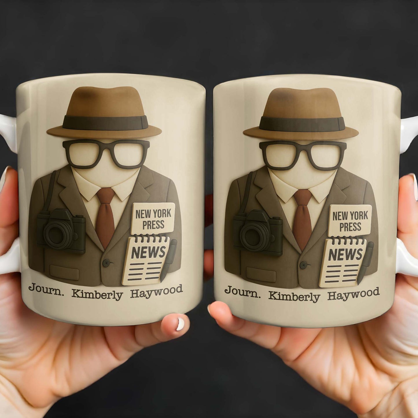 Customizable Journalist, Camera, Press Badge, Hat, Glasses