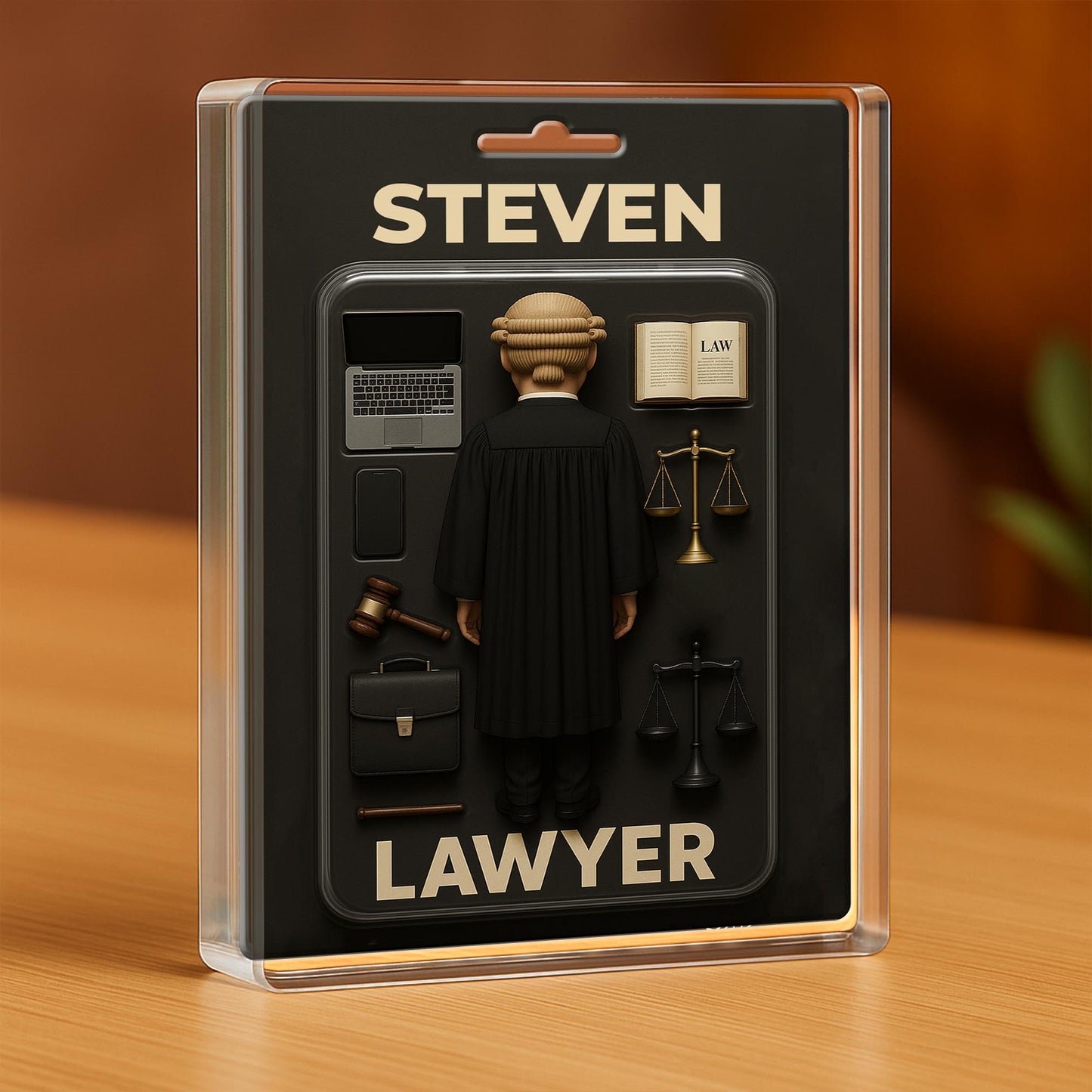 Inspirational Lawyer-Themed Acrylic Plaque Featuring Gavel, Scales of Justice