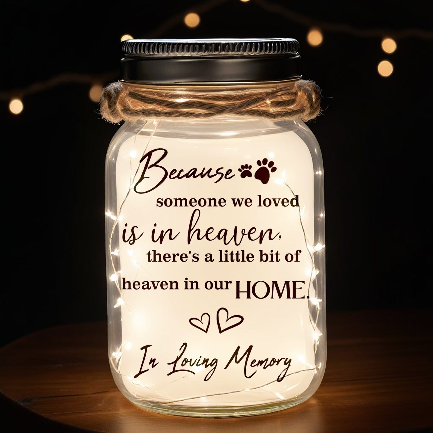 Love In Heaven - Lampe personnalisée en pot Mason - PET007_JARL