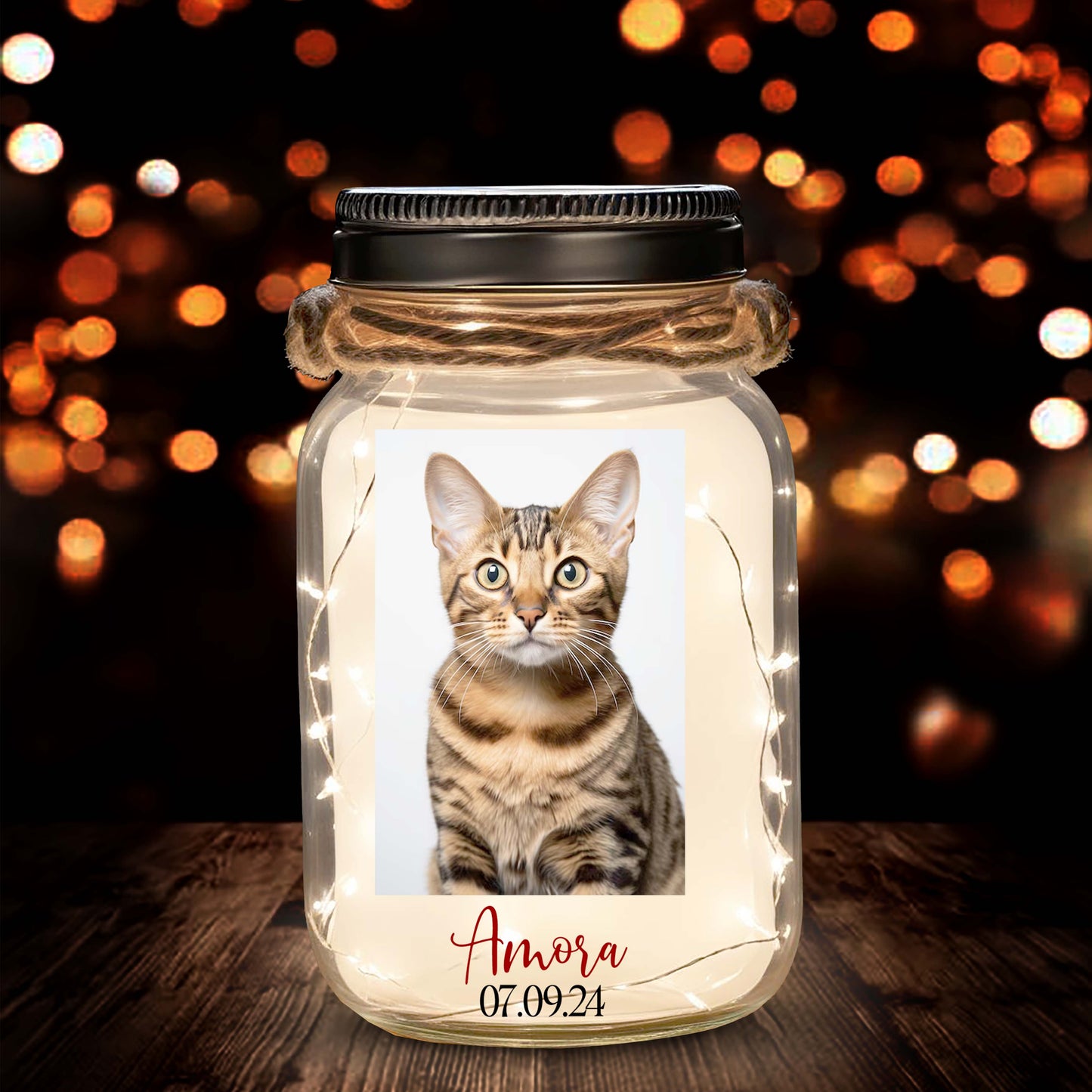 Empreintes de pattes sur nos cœurs – Lampe personnalisée pour pot Mason – PET011_JARL