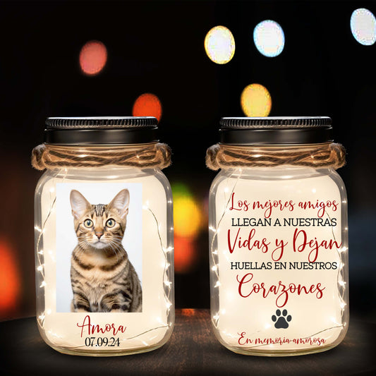 Huellas En Nuestros Corazones - Lumière de pot Mason personnalisée personnalisée - PET012_JARL