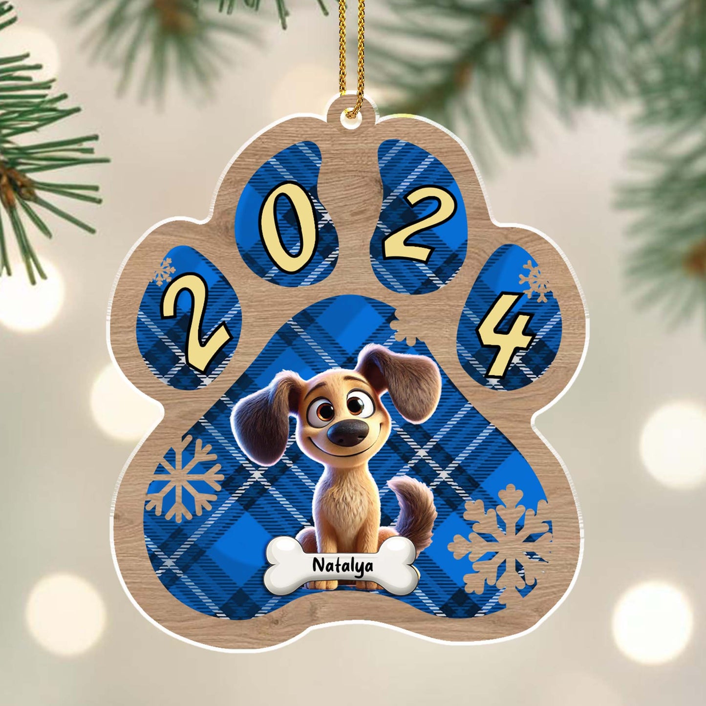 Pattes et amour s'illuminent à chaque Noël – Décoration acrylique personnalisée, cadeau de Noël – PET023_ACO
