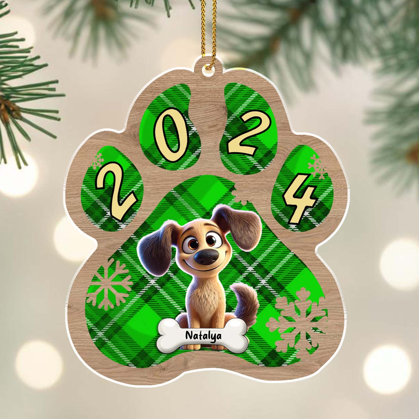Pattes et amour s'illuminent à chaque Noël – Décoration acrylique personnalisée, cadeau de Noël – PET023_ACO