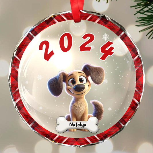 Décoration pour animal de compagnie – Ornement en verre rond personnalisé – PET023_CGOR