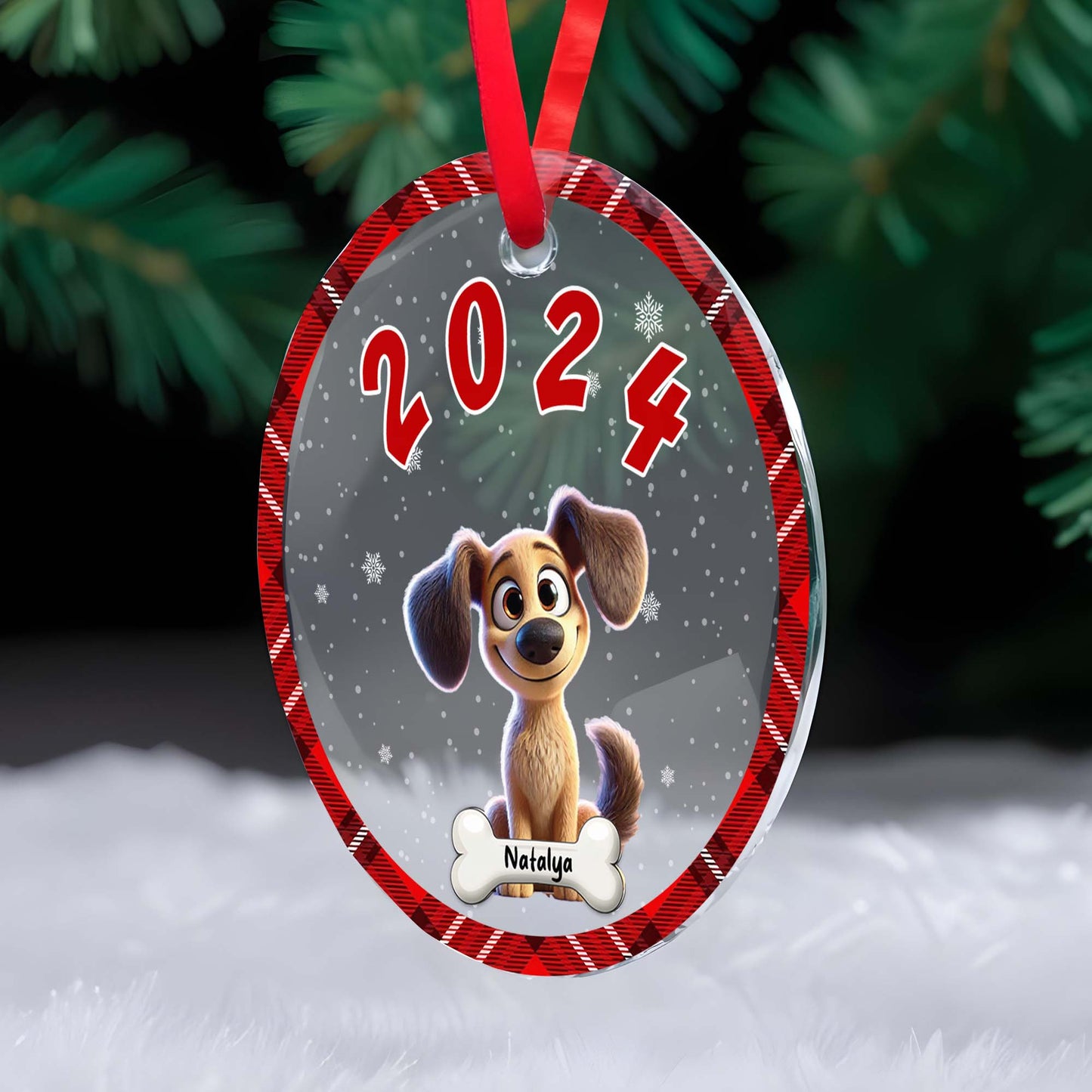 Décoration pour animal de compagnie – Ornement en verre rond personnalisé – PET023_CGOR