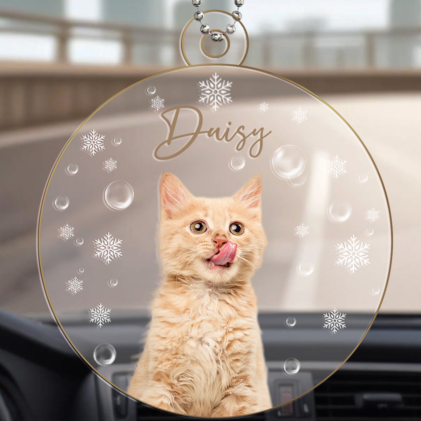 Chérissez chaque instant avec ce joli motif de chat – Ornement acrylique personnalisé, ornement de voiture – PET025_HGO