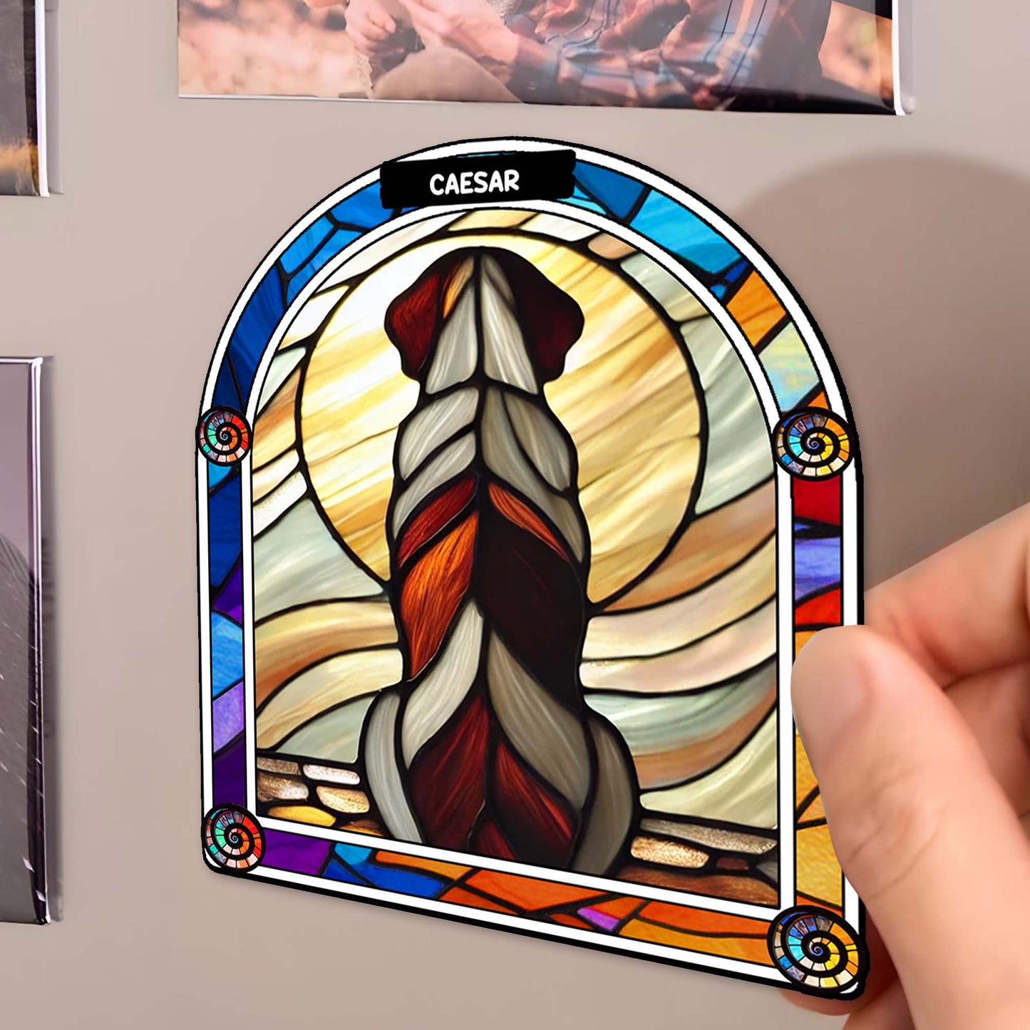 Stained Glass Dog Sunset View Magnet
