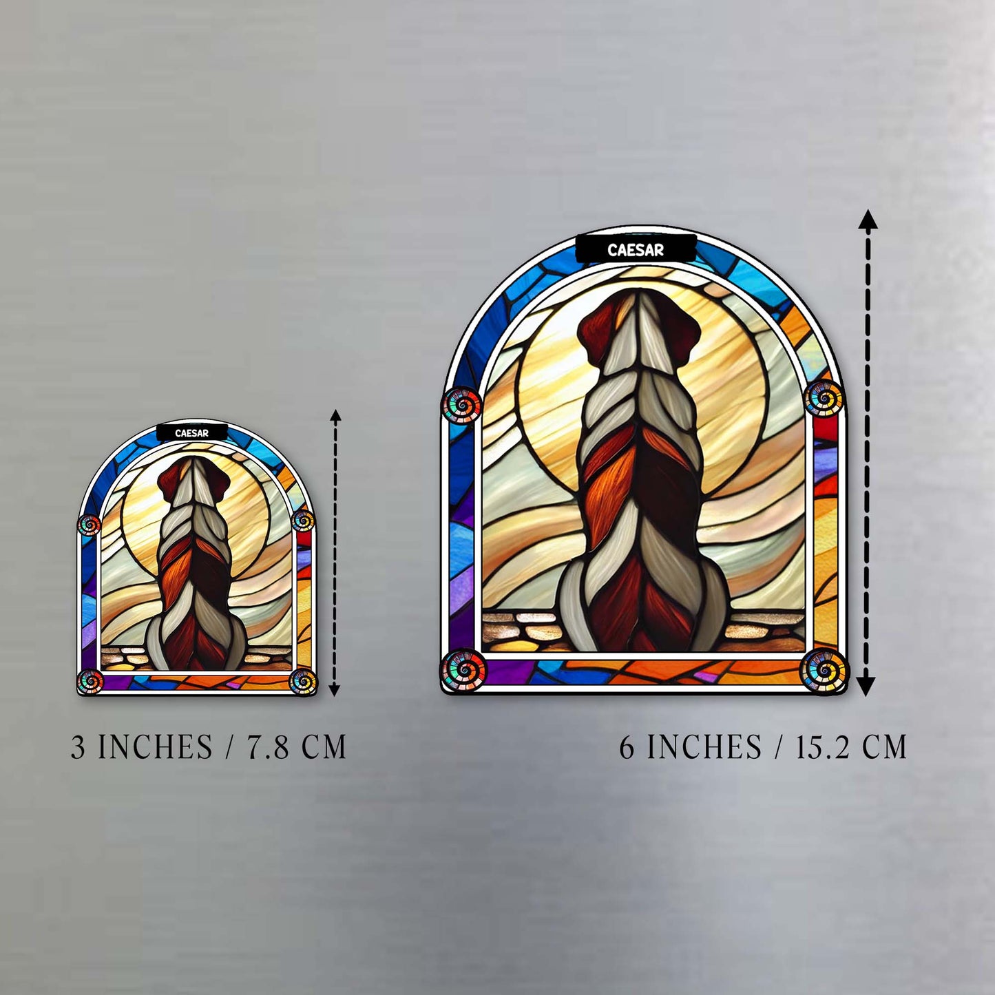 Stained Glass Dog Sunset View Magnet