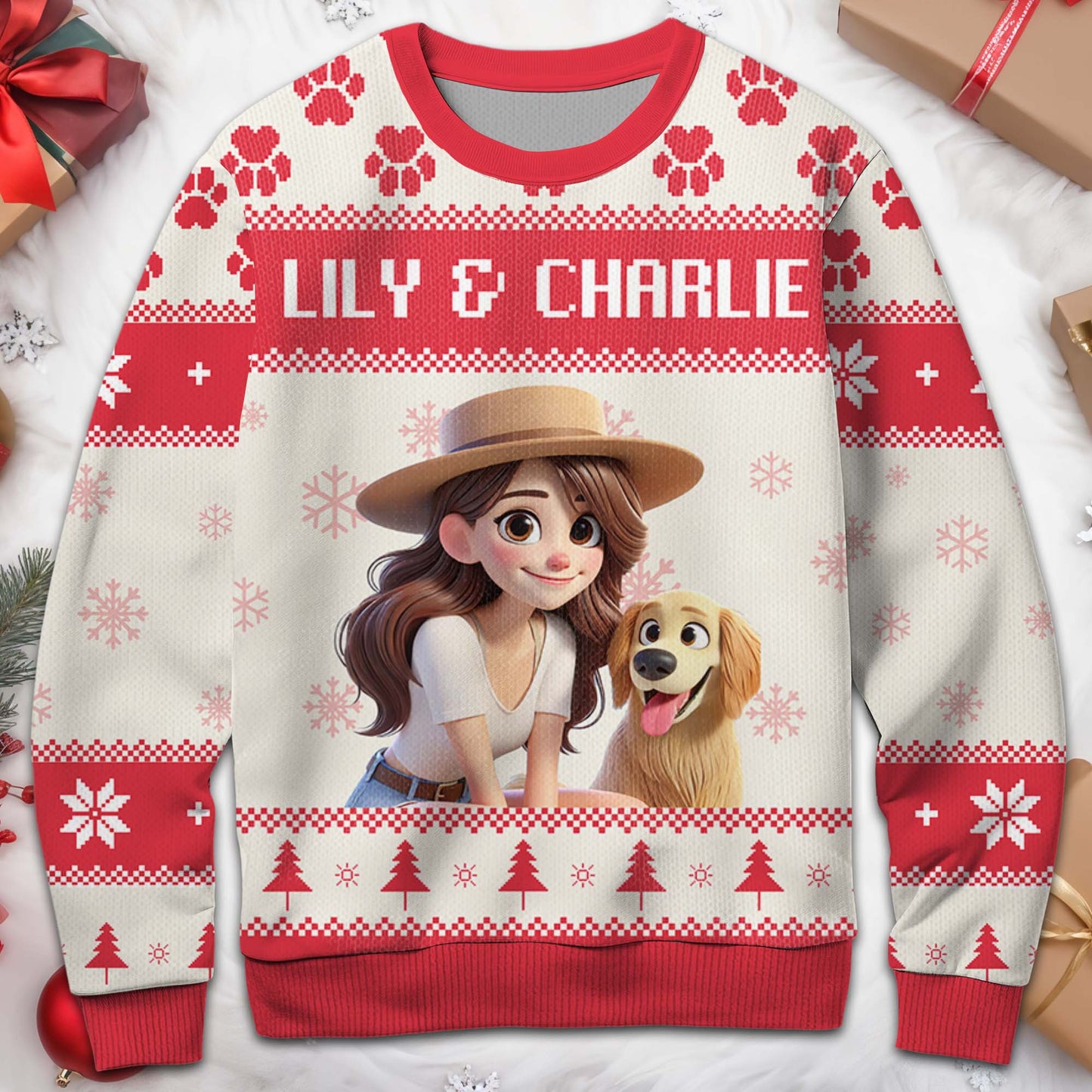 Celebrate The Joyful Bond Between You And Your Furry Friend - Personalized Custom Ugly Sweatshirt, Unisex Wool Jumper - PET028_TWS